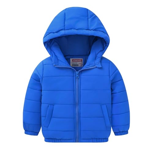 EnJoCho Boys Girls Middle Kids Hooded With Pockets Solid Color Short Cotton Jacket Ski Jacket Girls (Blue, 1-2 Years)
