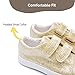 waddle wonder Toddler Shoes for Unisex-Child Princess Glitter Fashion Hook and Loop Easy On & Off Double Strap Laceless Casual Sparkly Sneaker Gold Size 7
