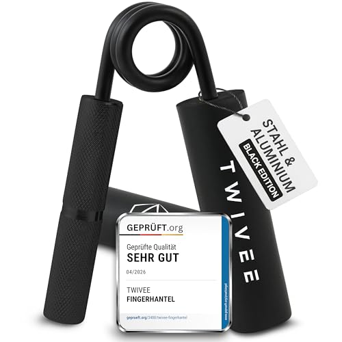 TWIVEE - Unterarmtrainer - Fingerhantel für maximale Griffkraft - Gripper aus gehärtetem Stahl und Aluminium - Handtrainer mit Griffpolster und Tasche - Handmuskeltrainer