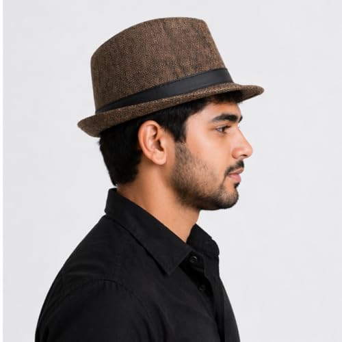Image of BookMyCostume Brown Western Cowboy & Ballroom Style Hat | Fancy Dress Accessory for Dance, Stage Shows & Theme Parties For Adults
