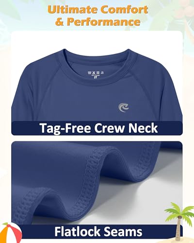 Image of Boys UPF 50+ Swim Shirt Long Sleeve, 1 or 2 Pack Rash Guard Tops