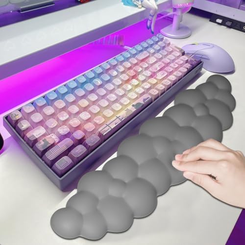 Image of JIKIOU Upgrade Leather Cloud Wrist Rest for Keyboard and Mouse & Cup Pad | Wish Gift-Cute Cloud Shape, Comfortable and don't Irritate to Skin, Non-Slip PU Base,Soft Memory Foam filled for Pain Relief