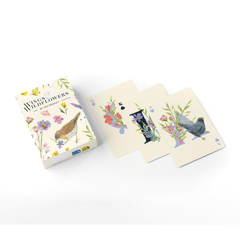 Puckator Jan Pashley Wings & Wildflowers Standard Playing Card Deck - Deck Pack Of Cards Uk - Travel Board Games For Adult Poker Bridge Canasta Kids Card Game 3-5 4 Year Olds