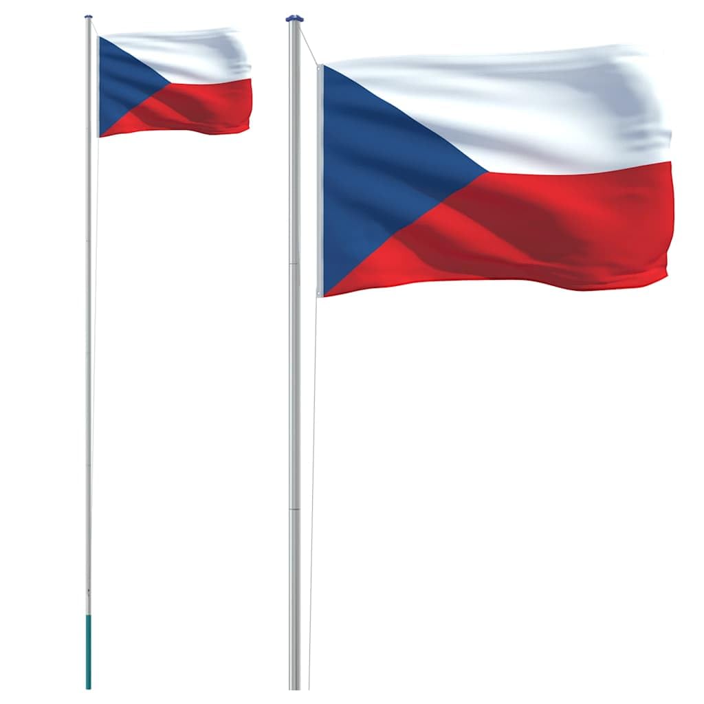 Genérico Mástil y Bandera de República Checa Aluminio 6,23 m,Casa y jardín,Decoración,Banderas y Mangas de viento-3147109