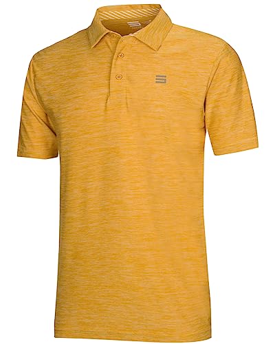 Image of Three Sixty Six Golf Shirts for Men - Dry Fit Short-Sleeve Polo, Athletic Casual Collared T-Shirt, Harvest Gold, X-Large