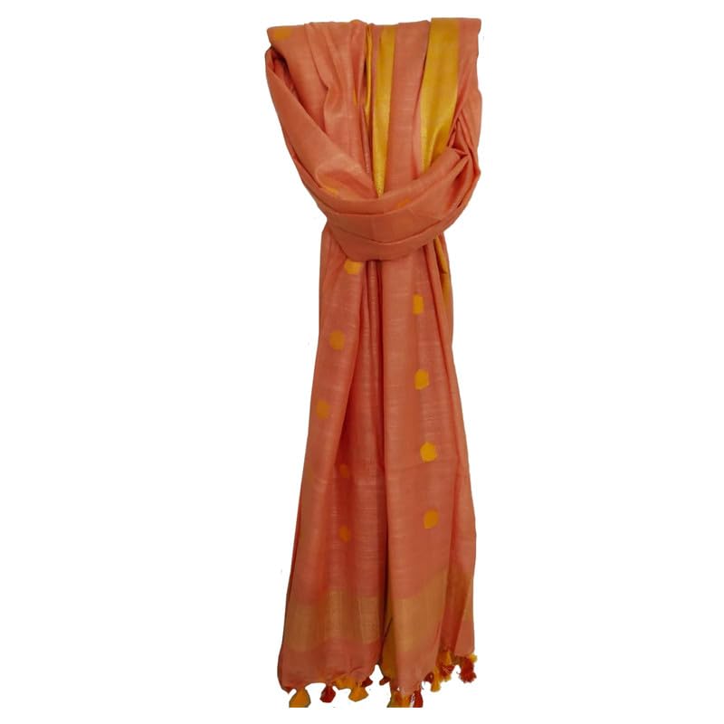 Daulas Women’s Handloom Linen Cotton Blend Zari Crafted Boota Bhagalpuri Dupatta