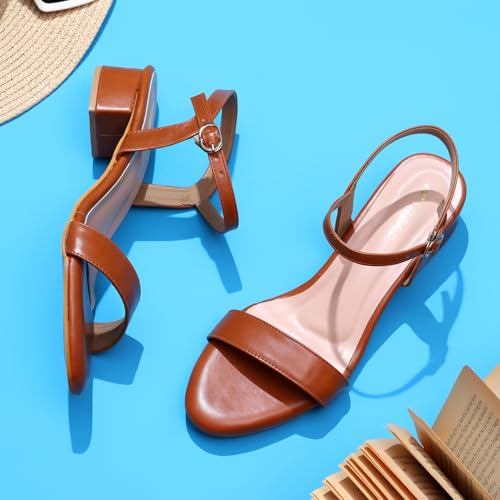 Image of TRASE Women Block Heel Sandals with Ankle Strap, Stylish and Comfortable Design, Perfect for Casual Outings