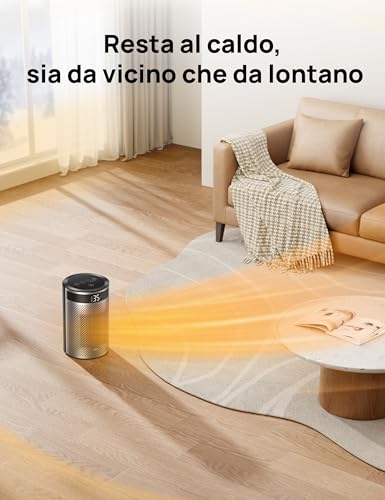 Dreo 1500 W Riscaldatore Elettrico Per Camera Da Letto, Da Pavimento, Protezione Da Surriscaldamento E Ribaltamento, Termostato Regolabile, Blocco Di Sicurezza Per Bambini, Silenzioso, Timer 12 Ore - 4