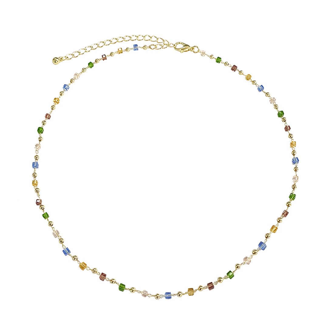 JRYXDS Collar Crystals Colors - Colgante en Plata Collar Dots Colors Enamel Cadena con Bolitas de Colores Cadena de Talla Unica Varios Acabados Joyas para Mujer