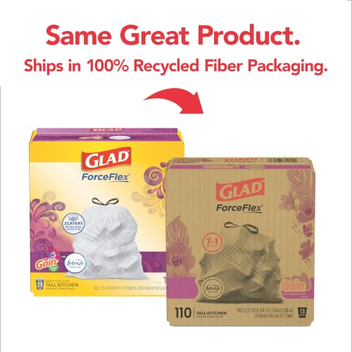 Image of Glad ForceFlex Tall Kitchen Trash Bags, 13 Gallon, Gain Moonlight Breeze, 110 Ct (Package May Vary)