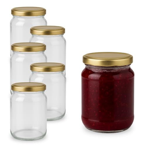 PALUPLUS 6 Barattoli in Vetro con Coperchio da 500 ml, Misura 9x12 cm, Vasetto vuoto con tappo twist off a Chiusura Ermetica, vasi sottovetro per marmellate, conserve, bomboniere -6649F -3,1