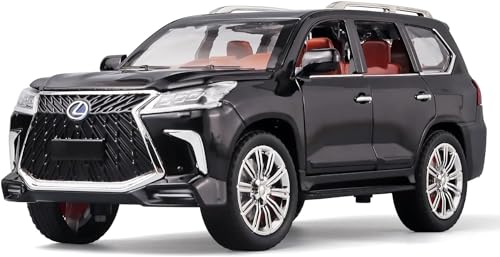 Image of Lexus 570 Boys Big Off-Road SUV Model Car, 1 /24 Diecast Metal Toy with Lights, Sound and Pull Back, Age 4-7 (Black)