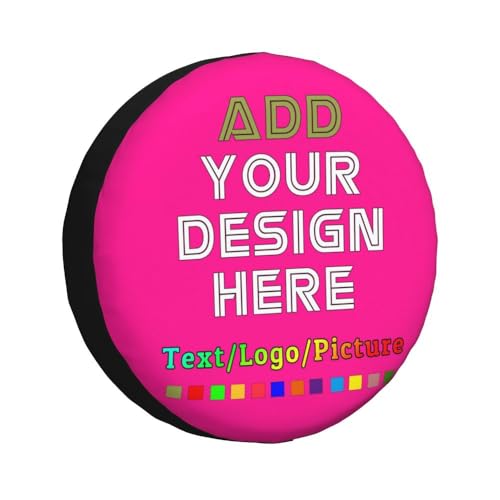 Image of Custom Spare Tire Cover 14-17 Inch, Personalized Universal Wheel Cover Add Your Own Photo Text Logo Waterproof Dust-Proof Tire Covers Protectors for Trailer Truck SUV Universal, DeepPink