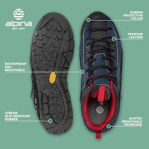Alpina Royal Men's Hiking Wateproof Shoes | All Weather Grip - Slip Resistant Outsole | Lightweight | Full Leather2