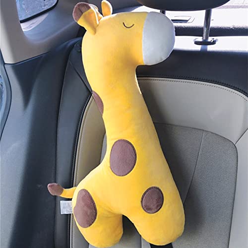 Image of Seat Belt Pillow for Kids, Car Seatbelt Cover Children Rest Sleep Head Support Shoulder Pad Neck Pillow Plush Cartoon Giraffe Cushion