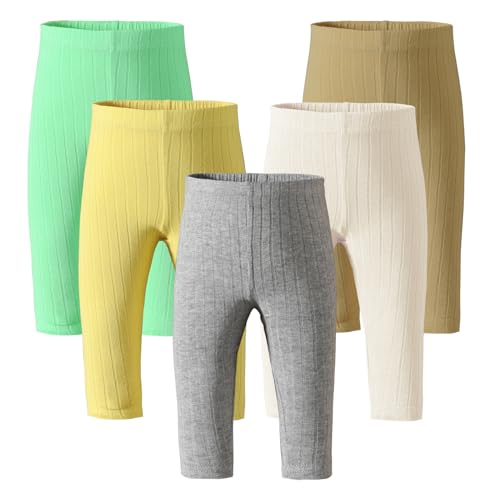Image of Dalukit Baby Girl Pants Leggings Newborn Pants Girl Toddler Girl Pants Leggings Infant Pants Baby Girls Bell Bottoms 5 Packs