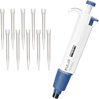 ULAB Single Channel Pipettor with Pipette Tips Offered, 1pc of Adjustable Volume Micro Pipette with Vol.Range.1000-5000Î¼l, 250pcs of Vol.5000Î¼l Pipette Tips in Neutral Color, ULH1022