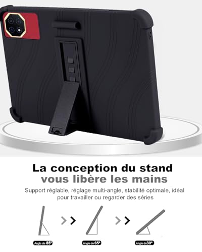 Accessoire TECLAST T65 Plus Bequille Ajustable Powfix Silicone Leger Noir avec Stylet - 5