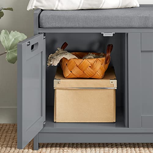 SoBuy Hallway Shoe Storage Bench Shoe Rack with Seat Cushion, Removable Cushion, Ample Storage with Drawer and Doors - Perfect for Hallway, Living Room, Bedroom - Grey, W90 x D35 x H45cm FSR80-SG - Cosy Home Interiors SoBuy Hallway Shoe Storage Bench Shoe Rack with Seat Cushion, Removable Cushion, Ample Storage with Drawer and Doors - Perfect for Hallway, Living Room, Bedroom - Grey, W90 x D35 x H45cm FSR80-SG - Image 6