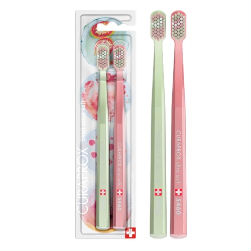 Curaprox CS 5460 Duo Microscope Edition 2024 - Juego de cepillos de dientes ultrasuaves 5460 CUREN para eliminar suavemente la placa, promueve encías y dientes más saludables