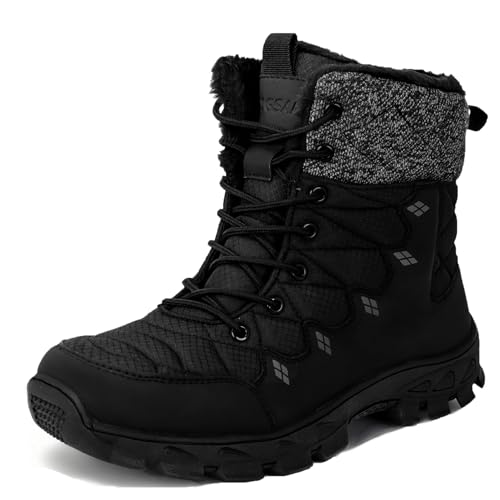 ZIGSAM Men's Water Resistant Snow Boots Non-Slip Insulated Shell Cold