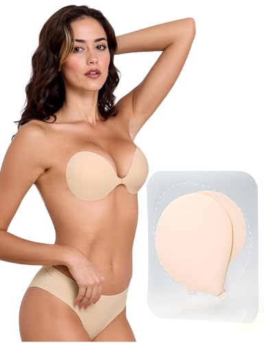 Seamless Push Up Sticky Bra Silicone Nipple Covers for Women Adhesive Bra Travel-Friendly Pack-Flat Bras