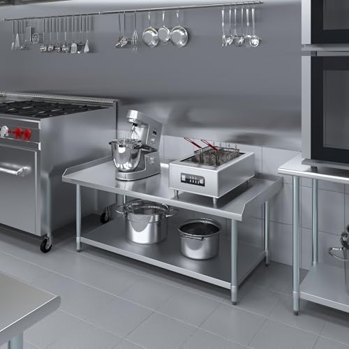 Image of AmGood Stainless Steel Equipment Stand - Heavy Duty, Commercial Grade, with Undershelf, NSF Certified (30 inch Width x 60 inch Length)