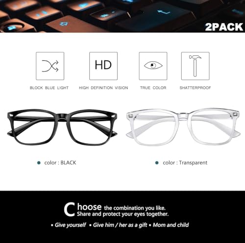 Image of IFLASH | Zero Power Blue Cut Computer Glasses | Gaming Glasses | Anti Glare, Lightweight & Blocks Harmful Rays | UV Protection Specs | Men & Women | Medium