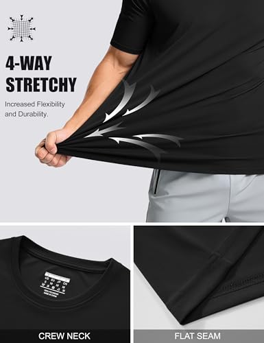 Image of MAGCOMSEN Men's Short Sleeve T-Shirt Quick Dry UPF 50+ Athletic Running Workout Fishing Top Tee Performance Shirts