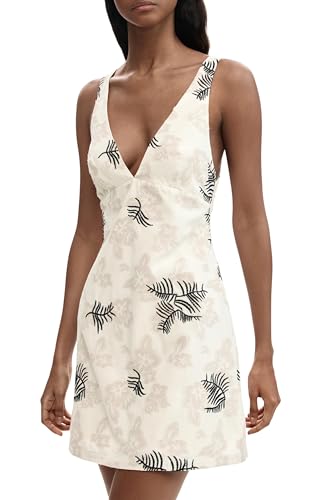 Robe sans manches Desigual femme couleur blanc cassé taille M, vêtement été chic et fluide