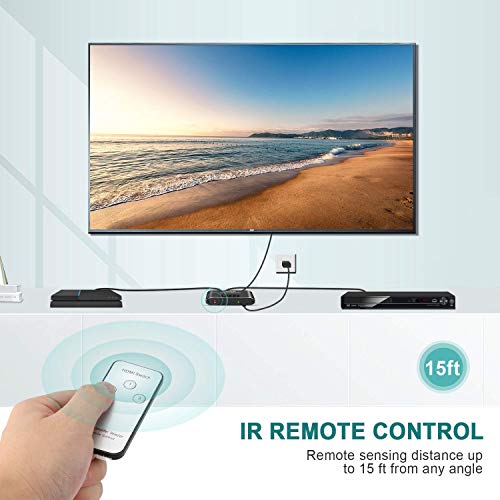 HDMI Switch 4k HDMI Splitter-Techole Aluminum HDMI Switch 3 in 1 Out, HDMI Switch with IR Remote Control, Supports 4k@30HZ 3D HD1080P, HDMI Switcher for PS4 Xbox Apple TV Fire Stick Blu-Ray Player - Thumbnail 2