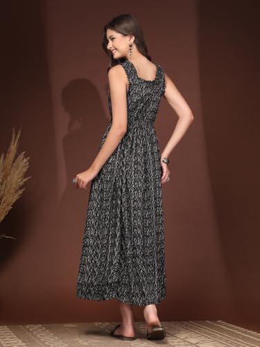 Image of Dress for Women | New Rayon Floral Printed Flared Maxi Dress for Women & Girl's