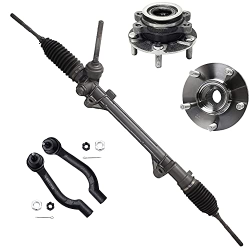 Detroit Axle - Complete Power Steering Rack and Pinion Assembly + Outer Tie Rods Front Wheel Hub Bearing Assembly Replacement for 2008-2013 Nissan Rogue - 5pc Set