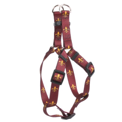 Image of Yellow Dog Design Fleur de Lis Red Step-in Dog Harness, X-Small