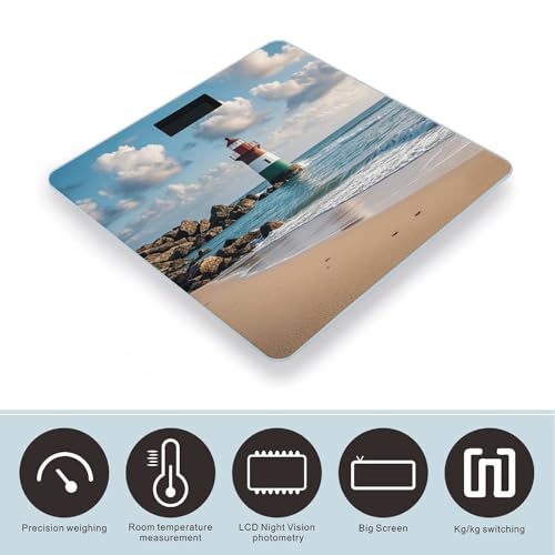 Báscula digital para baño con plataforma de vidrio y pantalla LCD miniatura 3
