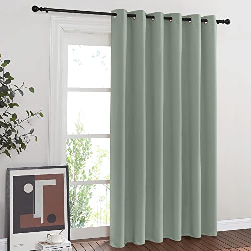 NICETOWN Sage Green Room Divider Curtains 84 inch Length, Grommet Thermal Insulated Blackout Patio Door Curtain Drape Sound Proof for Sliding Glass Door (1 Panel, W80 x L84)