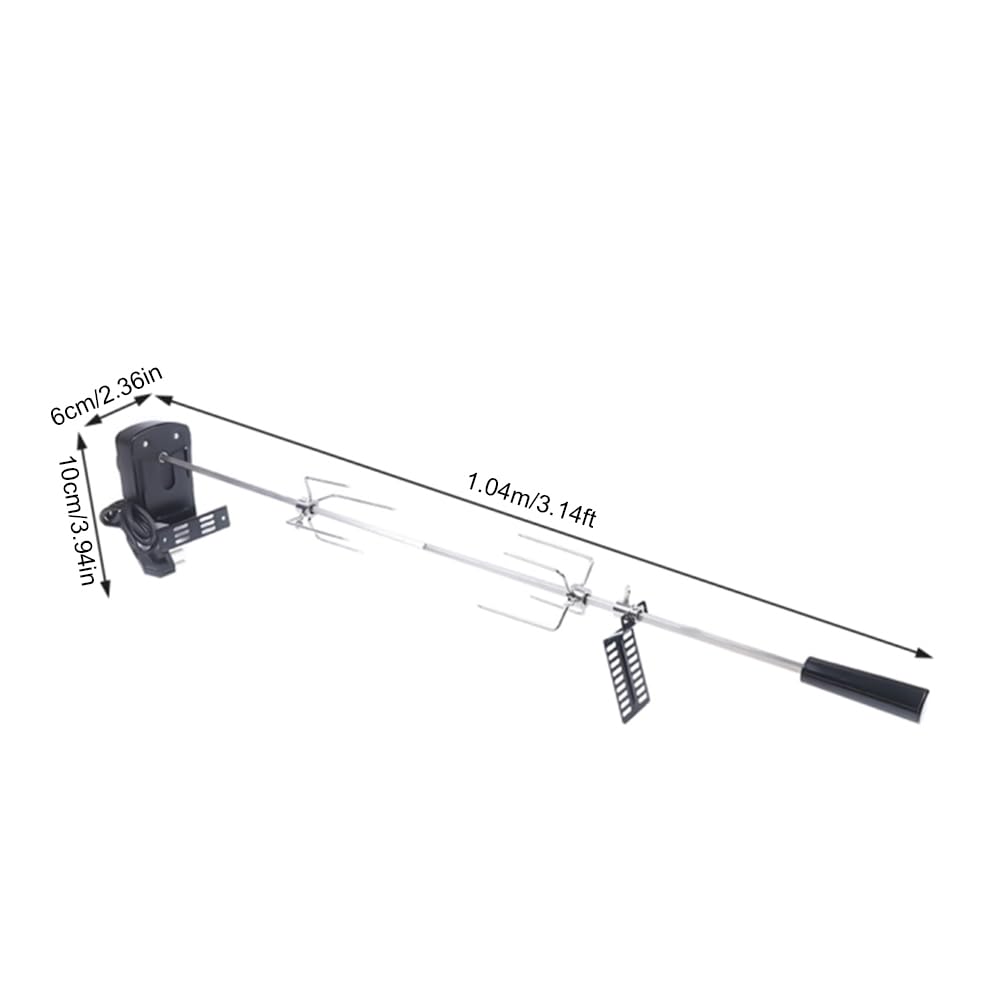Elektryczny szpikulec do grilla, 80 cm, 220 V, rożen do grilla ze stali nierdzewnej, elektryczny zestaw obrotowych szpikulców do grilla