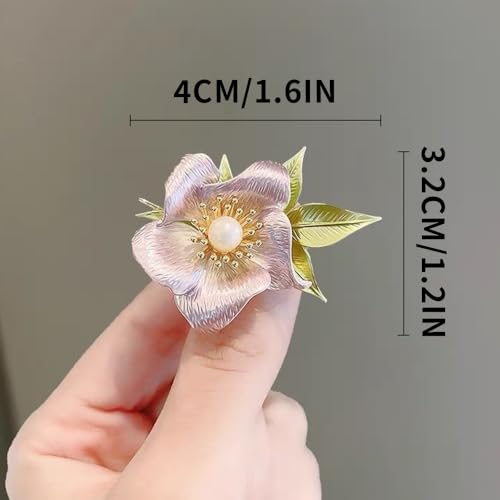 Image of Elegant Floral Brooch Pins for Women, Sweater Shawl Silk Cardigan Lapel Pins, Cardigan Jewelry Suit Shirt Accessory with Crystal CZ Flowers Brooches Pins for Women