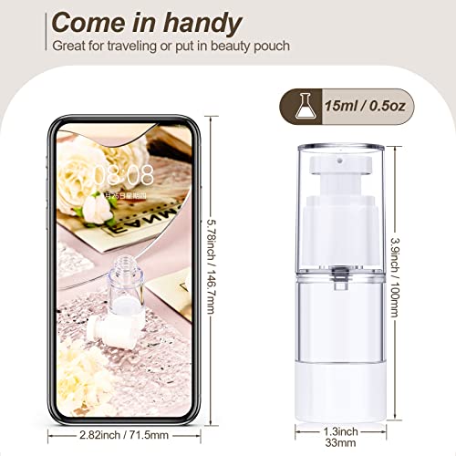 12 Pcs 15 ml Airless Pump Bottles 0.5 oz Travel Pump Bottle Dispenser Refillable Cosmetic Cream Jar Vacuum Makeup Pump Containers Plastic Pump Press Bottles for Lotion Perfume2