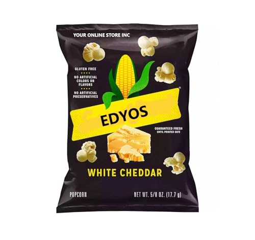 EDYOS White Cheddar Popcorn, 5/8 oz Bags, Pack of 10
