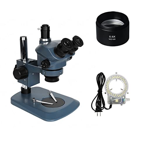 Microscope 3.5X 7X 50X 100X Continuous Zoom Simul Focal Trinocular Stereo Microscope with 56 LED Ring Light for Phone PCB Soldering Repair(Set 3)