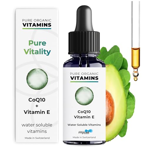 Pure Organic Vitamins Gotas Líquidas de Coenzima Q10 con Vitamina E - Suplemento Dietético de CoQ10 - Absorción Óptima de Nutrientes - Vegano, Ingredientes Naturales - 10ml