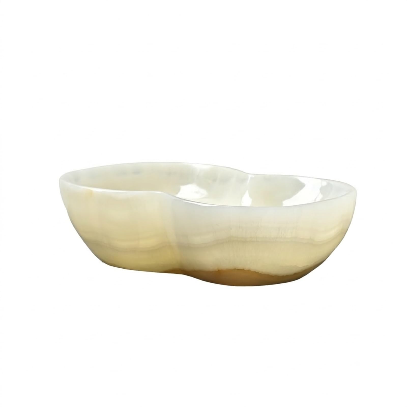 Plat En Coupe à Fruits Décorative Transluci Corbeille à Fruits Décorative pour Table, Salon, Bol En Onyx Naturel, Forme De Cœur, 32x22x9cm, Couleur Blanche