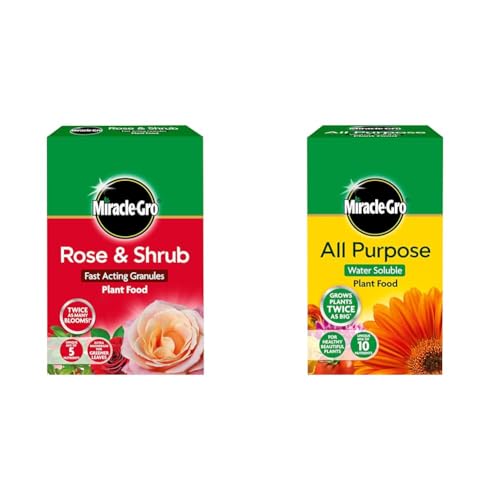 Miracle-Gro Rose and Shrub Fast Acting Granules Plant Food, 3 kg & All Purpose Soluble Plant Food, 1 kg