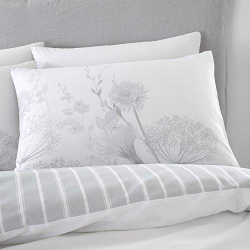 Catherine Lansfield Meadowsweet Floral Reversible Double Duvet Cover Set with Pillowcases White