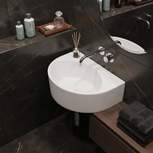 Image of Wall Mounted Wash Basin for Bathroom /Wall Hung Wash Basin /Ceramic Sink (43x28x14cm)
