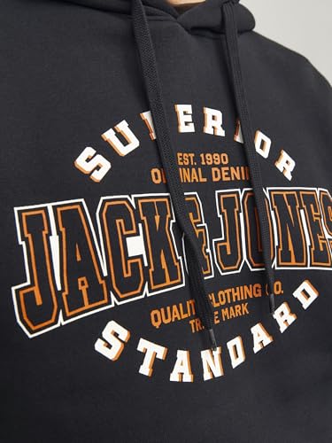 JACK & JONES Jjelogo Sweat à Capuche 2 Col 24/25 Noos, Noir, S pour Homme, Noir, S