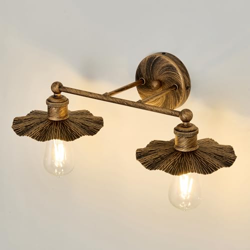 Image of ZGLAOJT 2 Light Vintage Vanity Light Oil Rubbed Bronze Bathroom Light Fixtures Over Mirror.