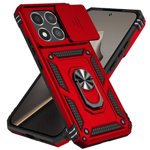 ANLYGOLD Funda para Xiaomi 15T 5G, Funda Protectora para Cámara con Cámara Deslizante, Soporte de Anillo de Metal Giratorio 360°, Calidad Militar