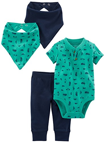 Image of Simple Joys by Carter's Baby Boys' 4-Piece Bodysuit, Pant, and Bibs Set